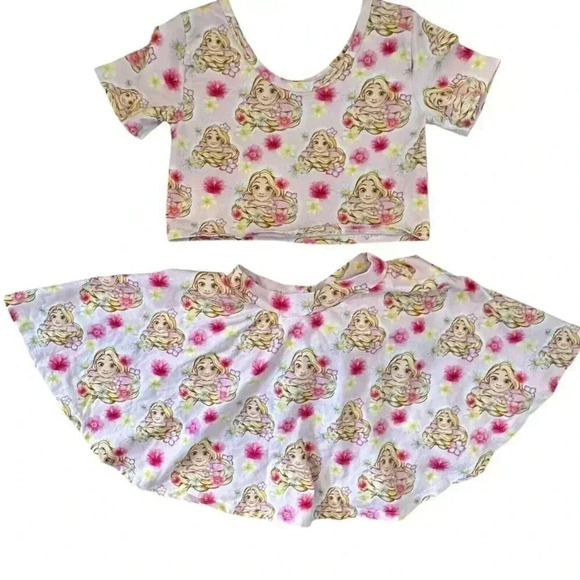 Wild Rich Kids 2 Piece Outfit Disney's Tangled Rupunzel pink top skirt girls 12